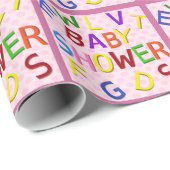 ピンクの水玉模様のベビーシャワー包装紙 ラッピングペーパー (ロールコーナー)