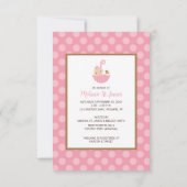 ピンクの水玉模様のベビーシャワー招待状 招待状 (裏面)