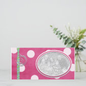 ピンクの水玉模様のホリデーフォトテンプレート シーズンカード (スタンド正面)