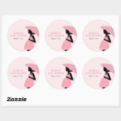 ピンクの水玉模様の傘のベビーシャワーのステッカー ラウンドシール (シート)