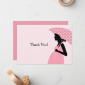 ピンクの水玉模様の傘はNotecard感謝していしています ノートカード (正面/裏面インサイチュ)