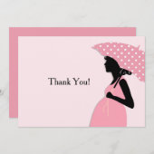 ピンクの水玉模様の傘はNotecard感謝していしています ノートカード (正面/裏面)