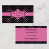 ピンクの水玉模様の名刺との黒 名刺 (正面/裏面)