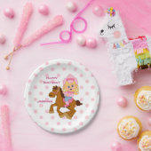 ピンクの水玉模様の女性のカーボーイの誕生日 ペーパープレート (パーティー)
