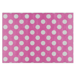 ピンクの水玉模様の白 カッティングボード