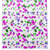 ピンクの水玉模様の紙吹雪 シャワーカーテン (正面)