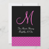 ピンクの水玉模様の結婚式モノグラム 招待状 (裏面)