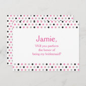 ピンクの水玉模様の花嫁の提案 インビテーションポストカード (正面/裏面)