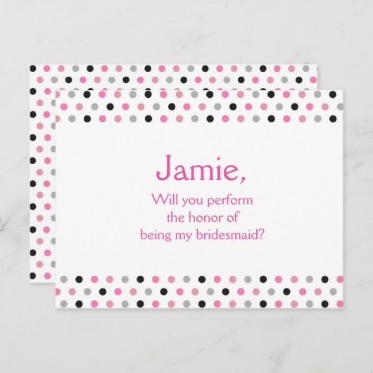 ピンクの水玉模様の花嫁の提案 インビテーションポストカード (正面/裏面)