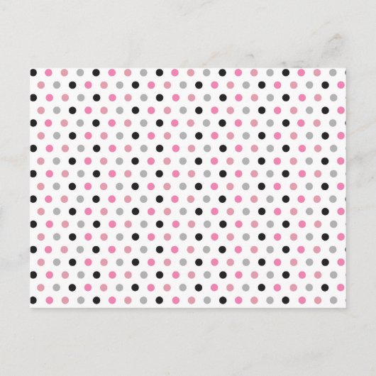 ピンクの水玉模様の花嫁の提案 インビテーションポストカード (裏面)