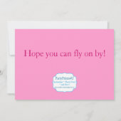 ピンクの水玉模様の蝶誕生日のパーティの招待状 招待状 (裏面)