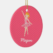 ピンクの水玉模様を持つブロンドのバレリーナ セラミックオーナメント (右)