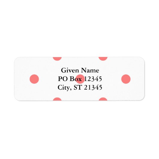 ピンクの水玉模様オン白 ラベル (正面)