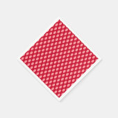 ピンクの水玉模様オン赤 スタンダードカクテルナプキン (角)
