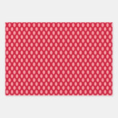 ピンクの水玉模様オン赤 ラッピングペーパーシート (正面)