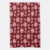 ピンクの水玉模様ティーセットオンブルゴーニュ キッチンタオル (縦)