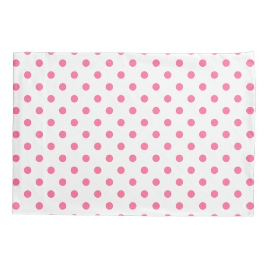 ピンクの水玉模様パターンのペアの枕カバー 枕カバー (裏面)