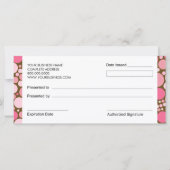 ピンクの水玉模様ブティックスタイルギフト券 (裏面)