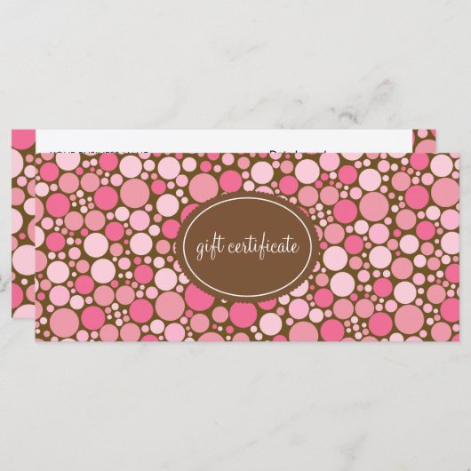 ピンクの水玉模様ブティックスタイルギフト券 (正面/裏面)