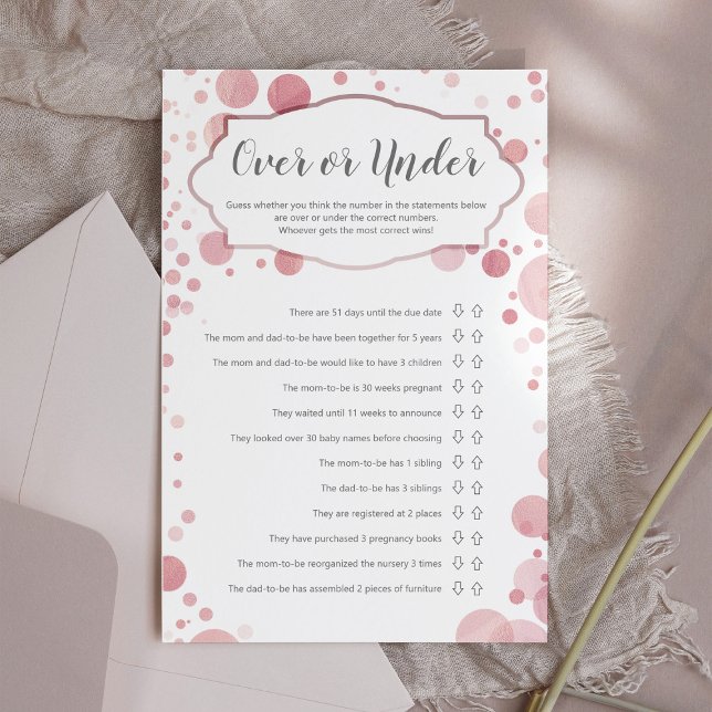 ピンクの水玉模様ベビーシャワーゲーム"上または下" (クリエイターアップロード済み)