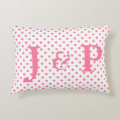 ピンクの水玉模様モノグラムのアクセント枕 アクセントクッション (正面)