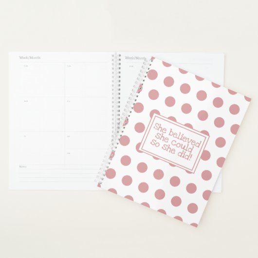 ピンクの水玉模様信じ彼女は彼女ができるように プランナー手帳 (ディスプレー)