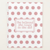 ピンクの水玉模様信じ彼女は彼女ができるように プランナー手帳 (正面)