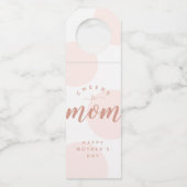 ピンクの水玉模様応援ママボトルハンガーラベル ボトルネックタグ (正面)