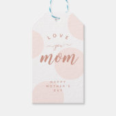 ピンクの水玉模様愛あなたママシンプルラベル ギフトタグ (正面)