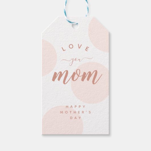 ピンクの水玉模様愛あなたママシンプルラベル ギフトタグ (正面)