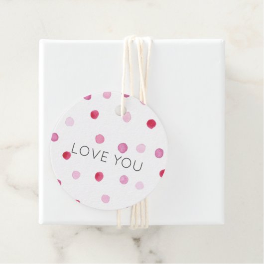 ピンクの水玉模様愛あなた甘いバレンタインおもしろいギフト フェイバータグ (インサイチュ)
