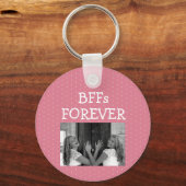 ピンクの水玉模様最高のズフレンズBFF写真 キーホルダー (裏面)
