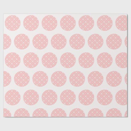 ピンクの水玉模様白い雪片を貼り付け ラッピングペーパー (フラット)
