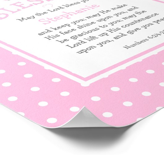 ピンクの水玉模様賛美名の赤ちゃん ポスター (角)