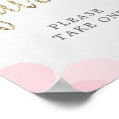 ピンクの水玉模様赤ちゃんシャワーの好意サイン ポスター (角)