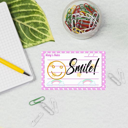 ピンクの水玉模様、かわいい星と虹10 x 6" ポストイット