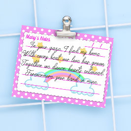 ピンクの水玉模様、かわいい星と虹4" x 3" ポストイット