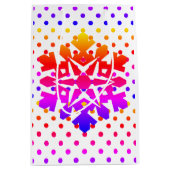 ピンクの水玉模様，オレンジ，紫，青のスノーフレーク ミディアムペーパーバッグ (正面)