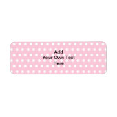 ピンクの水玉模様、カスタム黒の文字。 ラベル (正面)