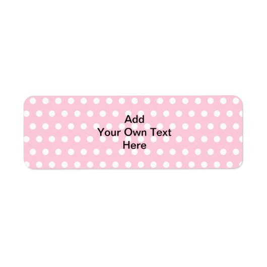ピンクの水玉模様、カスタム黒の文字。 ラベル (正面)