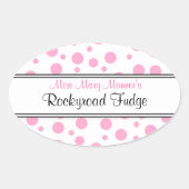 ピンクの水玉模様 – ビジネスロゴ 楕円形シール (正面)