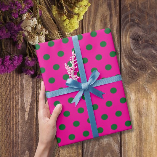 ピンクの水玉模様 ラッピングペーパー