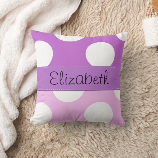 ピンクの水玉模様、紫の水玉模様、あなたの名前 クッション (ブランケット)