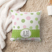 ピンクの水玉模様、緑の水玉模様、モノグラム クッション (ブランケット)