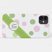ピンクの水玉模様、緑の水玉模様、モノグラム Case-Mate iPhoneケース (裏面(横))