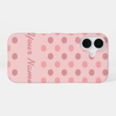 ピンクの水玉模様 iPhone 16ケース (裏面横)