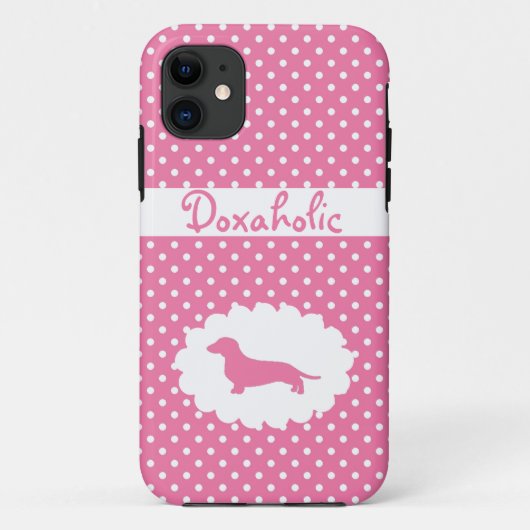 ピンクの水玉模様Doxaholic Case-Mate iPhoneケース (裏面)