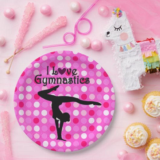 ピンクの水玉模様Iは体操紙プレート ペーパープレート (パーティー)