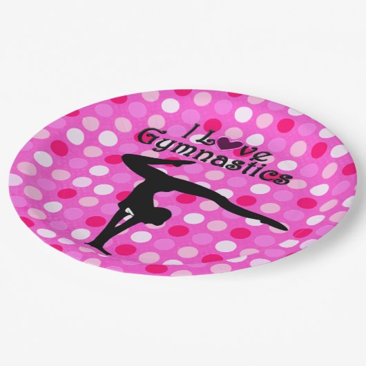 ピンクの水玉模様Iは体操紙プレート ペーパープレート (アングル)