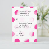 ピンクの水玉模様RSVPとEntreeの選択肢 出欠カード (スタンド正面)